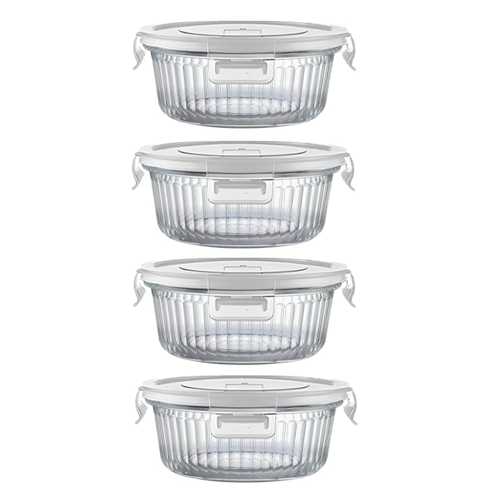 1.5 cup Round Glass Food Storage Containers with Lids, 12oz Small Glass Meal Prep Containers set, Heat-Resistant BPA-Free Round food bowl for Leftover. Microwave, Dishwasher & Freezer Safe
