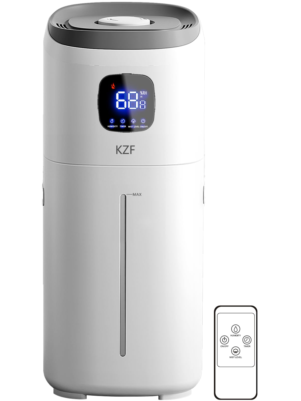 KZF Humidifiers for Bedroom, 15L Large Room Humidifier, 2000 Sq.ft Coverage, 72Hrs Runtime, Top Fill, 26dB Quiet, 3 Mist Levels & Diffuser, Auto Shut-Off, Ready for Baby Nursery Home and Plants