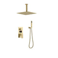 Digital Display Shower Combo Set Ceiling Mounted Bathroom Shower Faucet Set with Stainless Steel Shower Head, Handheld Shower, Embedded Box,Brushed Gold,8 Inches