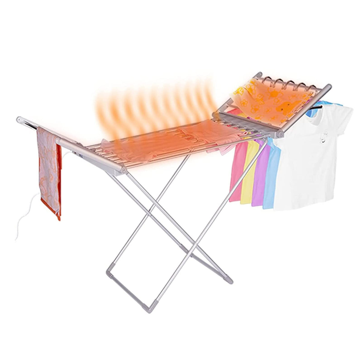 Towel Rack Electric Heated Clothes Dryer Airer,Portable Folding Towel Warmer Drying Rack with 20 Heated Tubes,X-type Stable Standing Heating Dry Racks for nursery/Baby Room/Public Bathroom,Energy-Effi