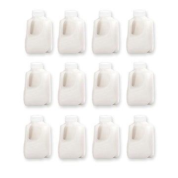 (12Pk) Mini Milk Jugs Plastic With Lid Quart Size Jugs Empty Milk Jugs, Use For Milk, Brews, Juice, Teas, Easy Grip Easy Pour Pitcher Elderly, Special Needs & Small Hands, Food Safe, Hdpe Squat 32 Oz