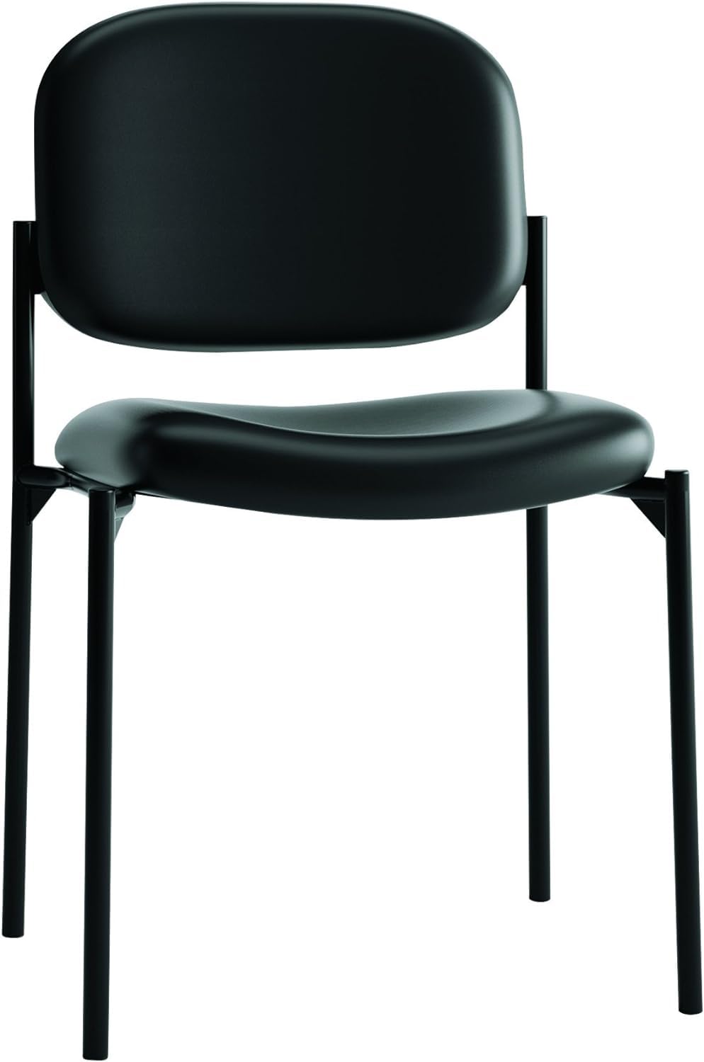 Hon Scatter Guest Chair, Armless Office Chairs, Leather, Black, Black - Leather Back - Armless