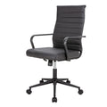 Okeysen Black Office Chair, Ergonomic Leather Modern Office Chair, Executive Ribbed Height Adjustable Swivel Rolling Chair for Home Office.