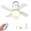 Portable Camping Fan Light, 20” 20000mAh Rechargeable Ceiling Fan with Light & Remote for Outside, Gazebo, Greenhouse, Patio, Chicken Coop, Canopy, Shed, RV, Tent - White, 4 Speed Breeze & Timer