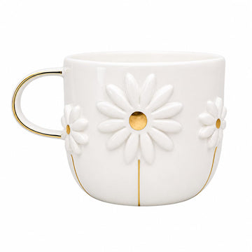 Handmade Daisy Ceramic Mug Gift Set, 12 oz