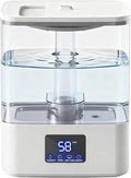 KZF 4L Top Fill Cool Mist Humidifier for Bedroom with 15H Runtime, 3 Mist Levels, 8H Timer, Essential Oil Tray, Humidity Display, Quiet Operation for Baby, Plants, Large Room