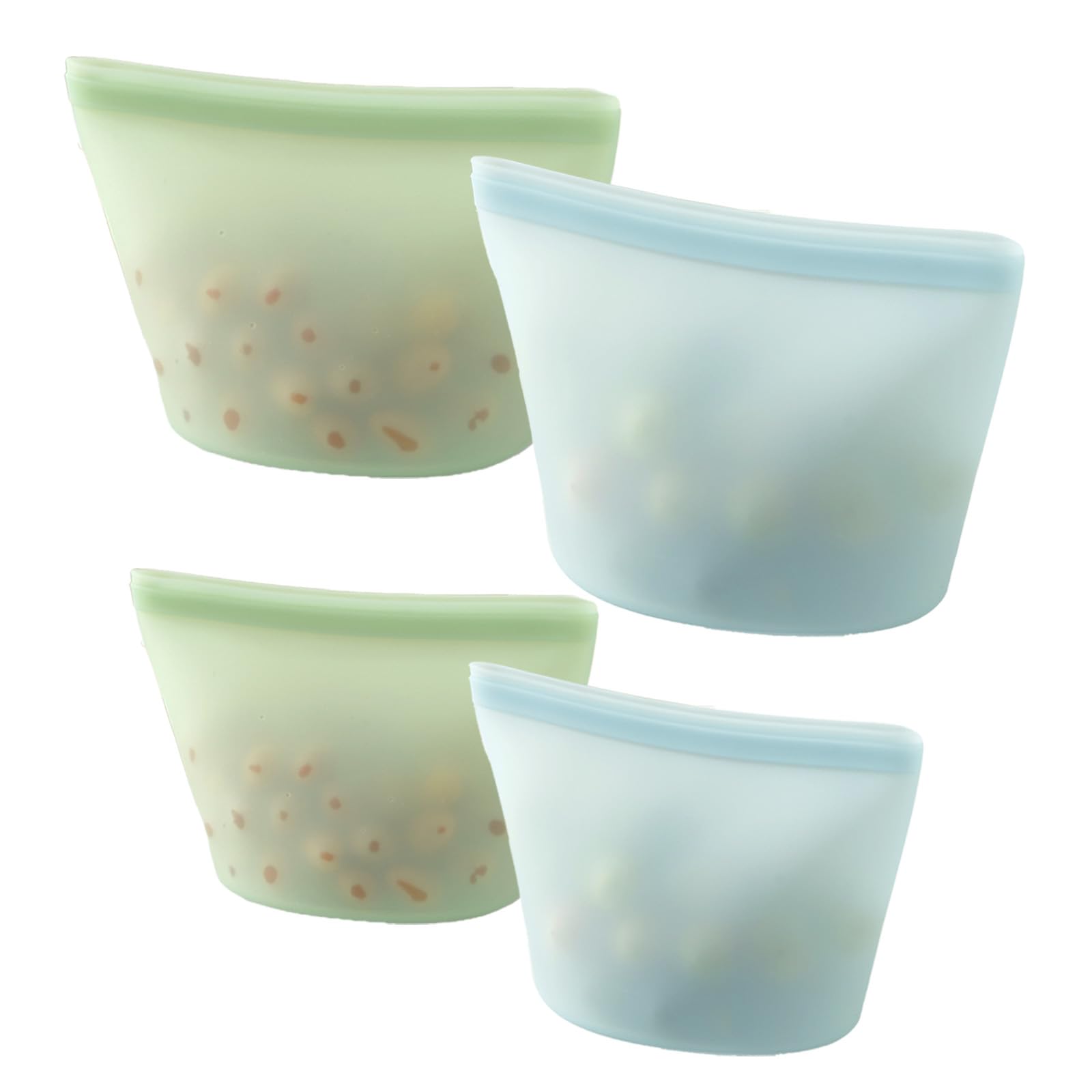 PandaEar 4 Pack Reusable Silicone Food Storage Bags, Leakproof Stand-Up Freezer Bags, Microwave & Dishwasher Safe, for Meal Prep, Snacks, Baby Food – 2 Large (34 oz) + 2 Medium (17 oz)