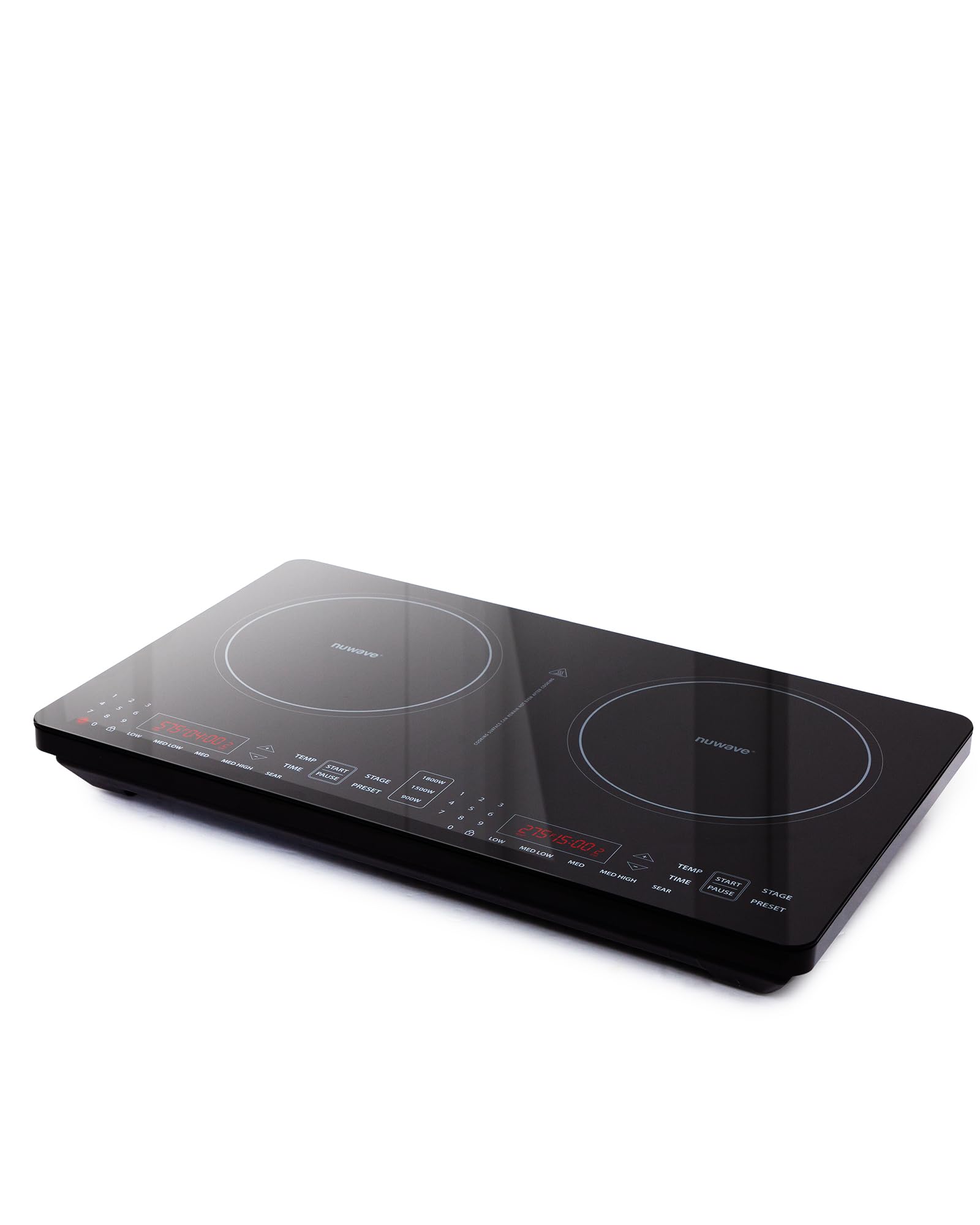 Nuwave PIC Double Pro Induction Cooktop, Patented Dynamic Wattage Technology, Seamless Single Ceramic Glass Surface, Dual 8” Heating Zones, IMD Touch Controls, Portable Precision Cooking, 30603V0
