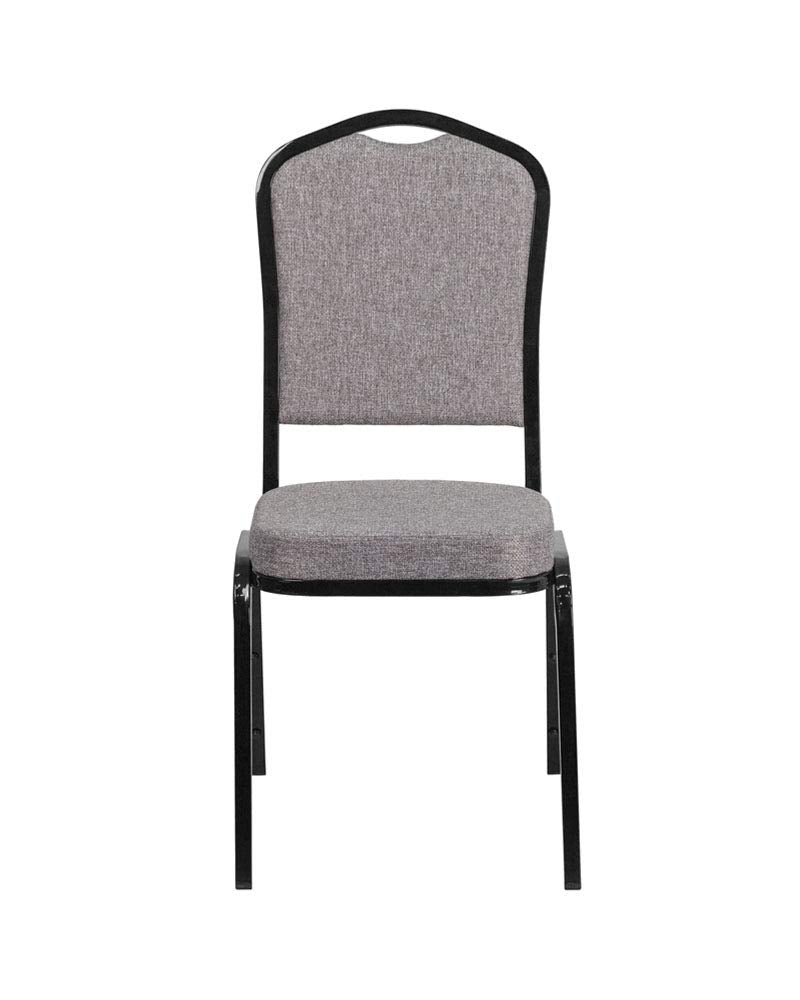 Flash Furniture Hercules Crown Back Stackable Banquet Chair, Black, 4-pack, Set of 4, Gray Fabric/black Frame