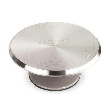 O’Creme Cake Turntable Stand, 12 inch – Heavy-Duty Aluminum Alloy Rotating Turn Table Display Lazy Susan for Decorating Cakes & Cupcakes with Non-Slip Base- Ideal for Weddings, Birthdays