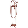 Freestanding Bathtub Faucet Floor Mounted Bath Taps Double Cross Handle Hot and Cold Brass Freestanding Bath Mixer Taps, Rose Gold