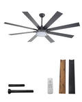 FELCO 72 Inch Ceiling Fan with Lights and Remote – Large Indoor/Covered Outdoor Ceiling Fan for Living Room & Covered Patio, Quiet DC Motor, 6-Speed Reversible, 8 Dual-Finish Blades, 3CCT, 24W