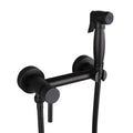 Bidet Sprayer with Cold and Hot Water Brass Black Portable Cloth Diaper Washer Shower Sprayer Set Wall Mounted Bathroom Shower Bidet Tap for Personal Hygiene, Floor Clean