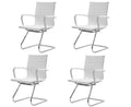 Cimota Waiting Room Chairs Leather Office Guest Chair Mid Back Reception Chairs with Sled Base for Meeting/patient/conference Room, White Set