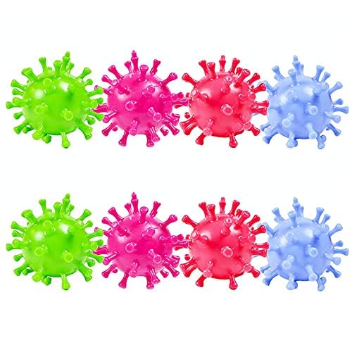Pack of 8 Strange New Vent Toy Virus Ball TPR Decompression Vent Beads Hand Pinched Ball (Random Color)