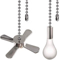 Ceiling Fan Pull Chain Ornaments Extension Chains with Decorative Light Bulb and Cord 13.6 Inches Fan Pull Chain Set For Ceiling Light Lamp Chain (Nickel)