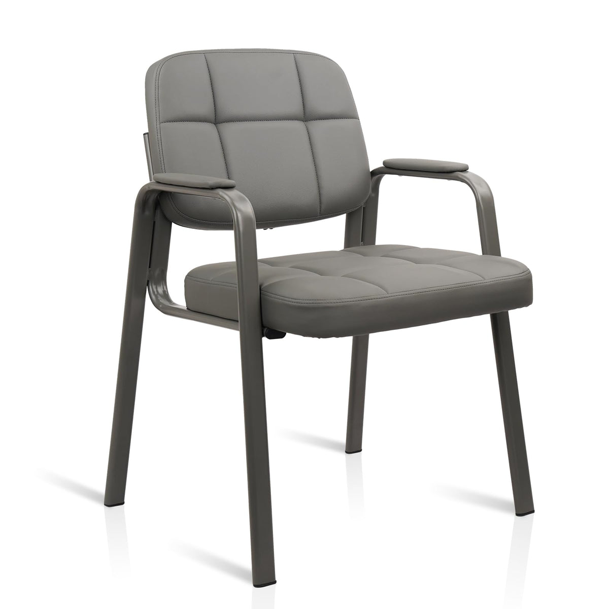 Clatina Waiting Room Guest Chair with Bonded Leather Padded Arm Rest for Office Reception and Conference Desk (grey 1 Pack)