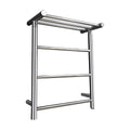 LUNEZY Electric Heated Towel Rack for Bathroom, Towel Warmer Drying Rack, 3 + 3 Bars Heated Towel Rail Towel Dryer Rack, Towel Heater Rail, 23.62X18.89, Polished,Hardwired