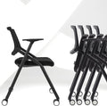 20 Pack Conference Room Chairs with Wheels and Paddle, Ergonomic Mesh Back and Arms for Home Office Desk Folding Chairs Black (10 Boxes)