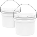 3.5-Gallon White Bucket Pail Container with Lid | Food Grade | Heavy-Duty Approx 90 MIL Extra Durable | Metal Handles with Plastic Grip | Multi-Use | Easy Stack and Store | BPA Free - 2 Pack