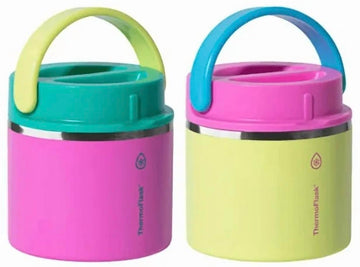 ThermoFlask 20 oz Insulated Food Jar, 2-Pack, Pink and Blue, Hot 12 Hours Cold 24 Hours (Pink and Yellow)