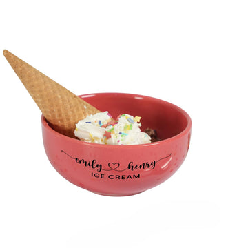 Personalized Handmade Ceramic Bowl – 4.7” x 2.4" Customize Couples Bowl – Custom Name, Date, Design & Message – Ice Cream, Popcorn, Cereal & Soup Bowl – Romantic Anniversary, or Valentine’s Day Gift