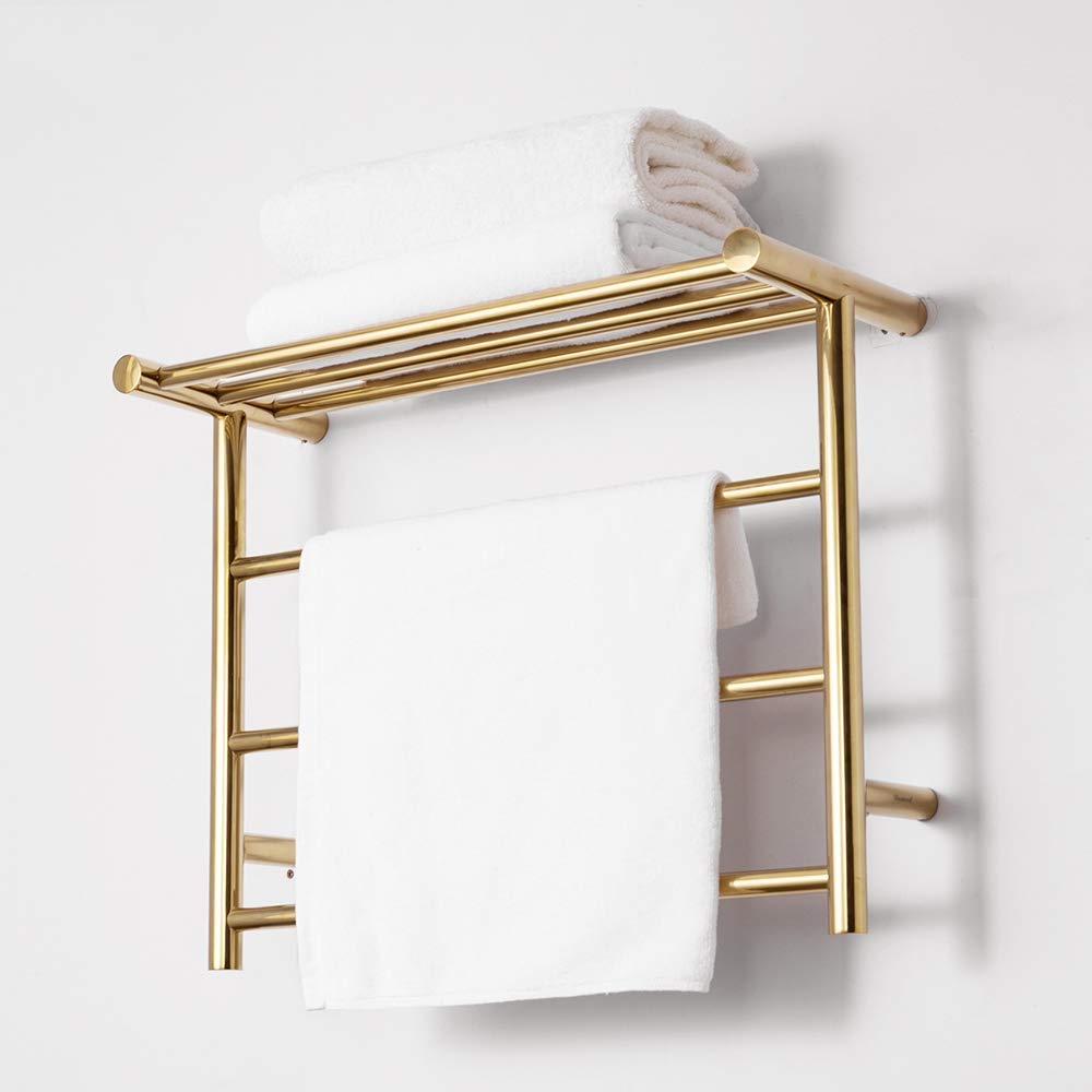 APUM Towel Warmer, Wall Mounted Heated Drying Rack, Electroplated Titanium Electric Towel Rack Towel Heater for Bathroom Home Bathroom Space Saving