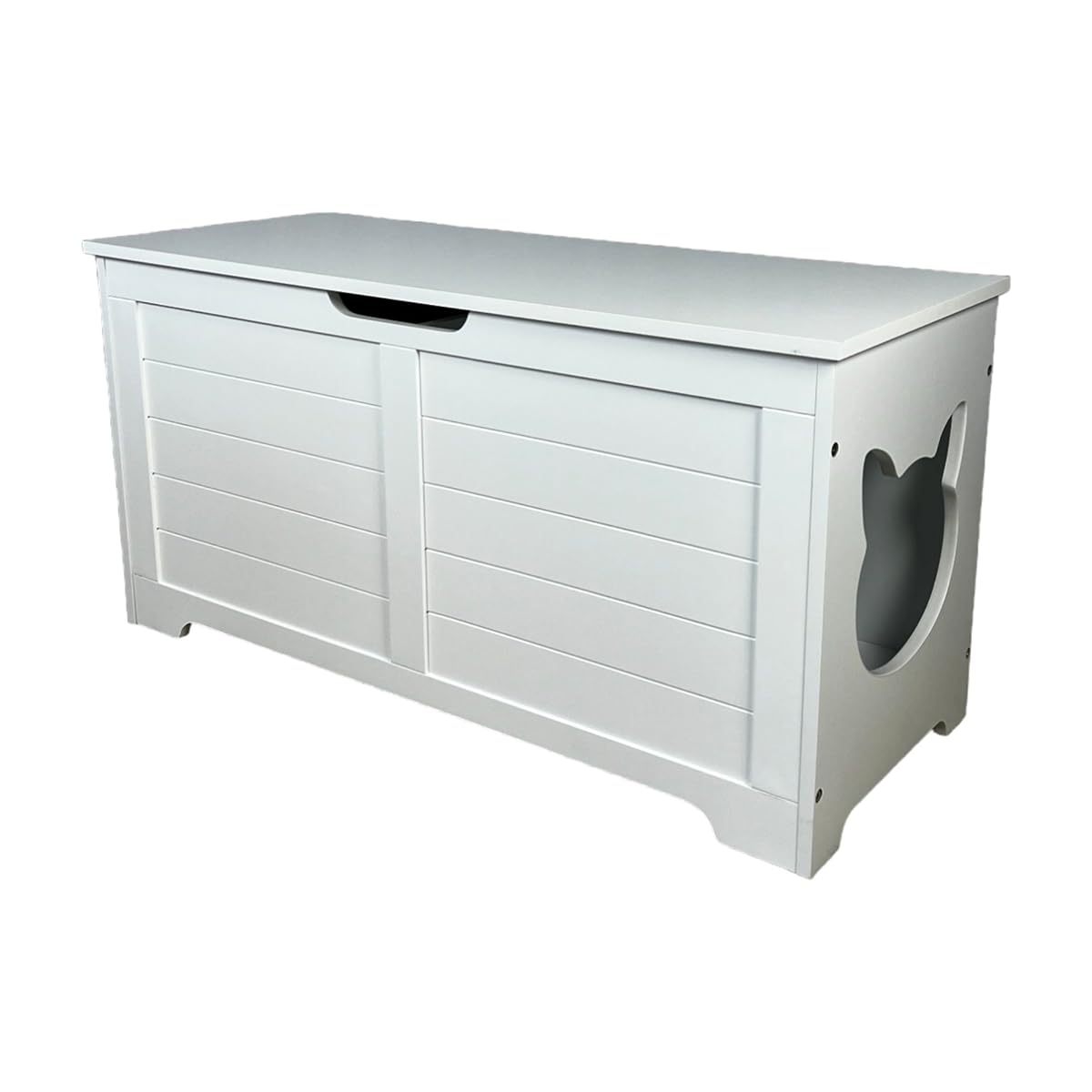 39.4" Cream White Cat Litter Box Enclosure Furniture, Hidden Litter Box Cover with Storage Platform, Indoor Cat Washroom & End Table for Large Cats
