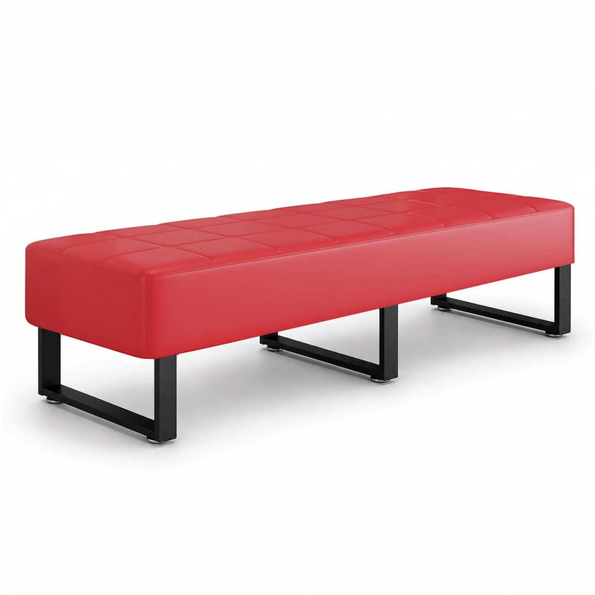 Brysj Waiting Room Bench Faux Leather Office Guest Chair Upholstered Lobby Furniture for Home Conference Room Beauty Salon Shop Barbershop