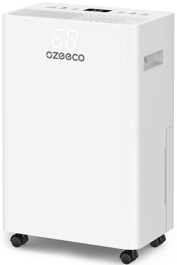 Dehumidifier for Basement up to 2500 Sq.Ft, ozeeco Home Dehumidifier Max 34 Pint/Day, with 0.45 Gal Water Tank, Drain Hose, Ionizer, Ultra Quiet, Child Lock, 24H Timer for Bedroom, Bathroom, RV