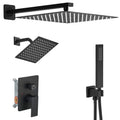 Shower Faucet Set Matte Black Shower System, Knob Switch Diverter Shower Faucet with High Pressure Handheld Spray, Wall Mount 12 Inch Shower Head with 6 Inch Wall Mount Shower Head