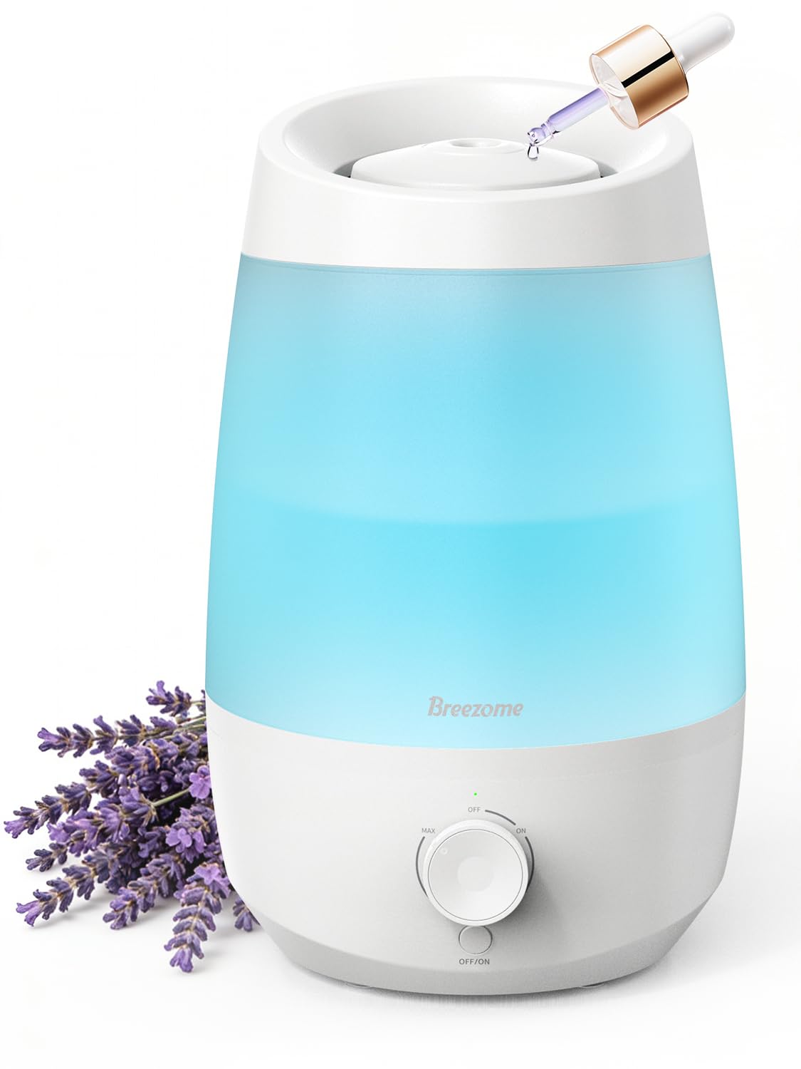 BREEZOME 2.5L Top Fill Humidifiers for Bedroom, 250ml/h Mist Output, 25hrs Humidifiers for Home, 7 Adjustable LED, Essential Oil Diffuser, 25dB Ultrasonic Humidifier for Baby and Indoor Plants, White