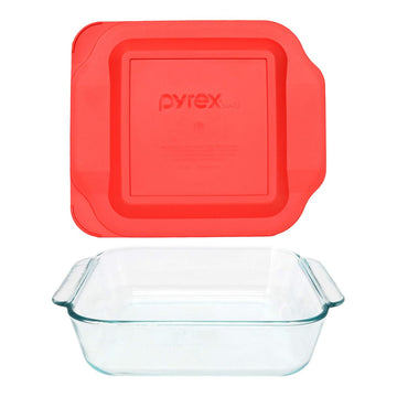 Pyrex 222 2-Quart Glass Baking Dish & 222-PC Red Lid - Made in USA