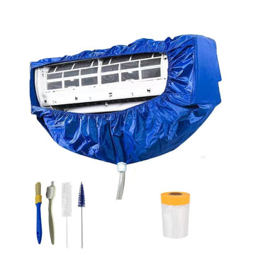 Mini Split Kit for Air Conditioner Including a fully enclosed cleaning water bag, 5 brushes of different specifications, and protective wall film (LARGE)