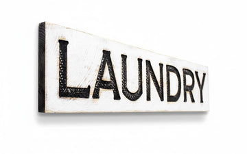 Laundry Room Wood Sign – Rustic Farmhouse Laundry Decor – Carved Wooden Wall Sign – Handmade Rustic Accent – Ready to Hang – Made in NC
