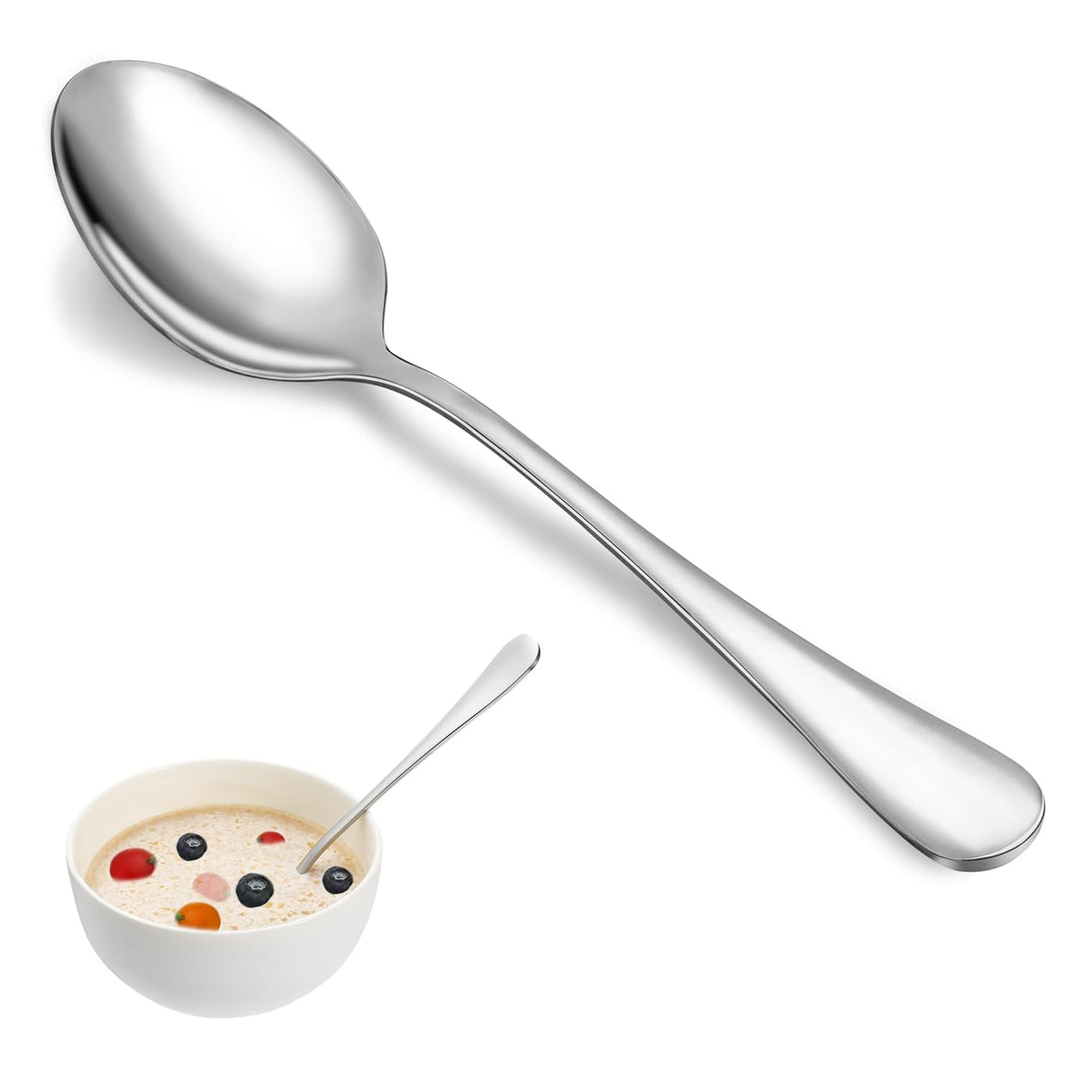 32 Pcs Dinner Spoon Set,Premium Food Grade Stainless Steel Spoons,Durable Metal Spoon,Tablespoon,Spoons Silverware Only,Mirror Finish & Dishwasher Safe,Use for Home,Kitchen and Restaurant - 7.3 inch