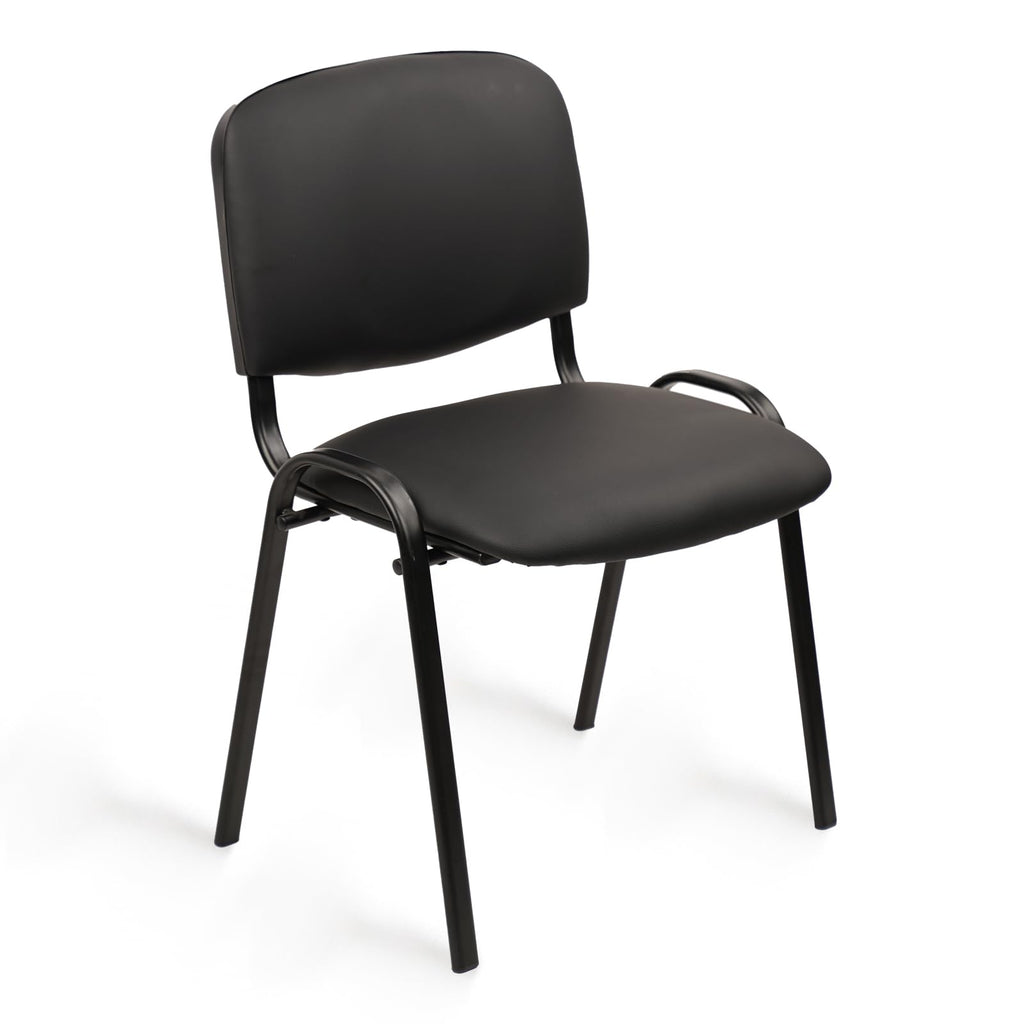 Clatina Stacking Waiting Room Chairs, Pu Leather Armless Office Guest Chair with Metal Frames, Stackable Conference Room Chairs No Wheels for
