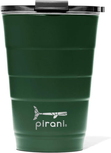 Pirani 16oz Insulated Stackable Tumbler - Skinny-Wall Triple Vacuum Insulation Cup with Custom Fit Air-Tight Lid - Space Saving Design - Forever Green