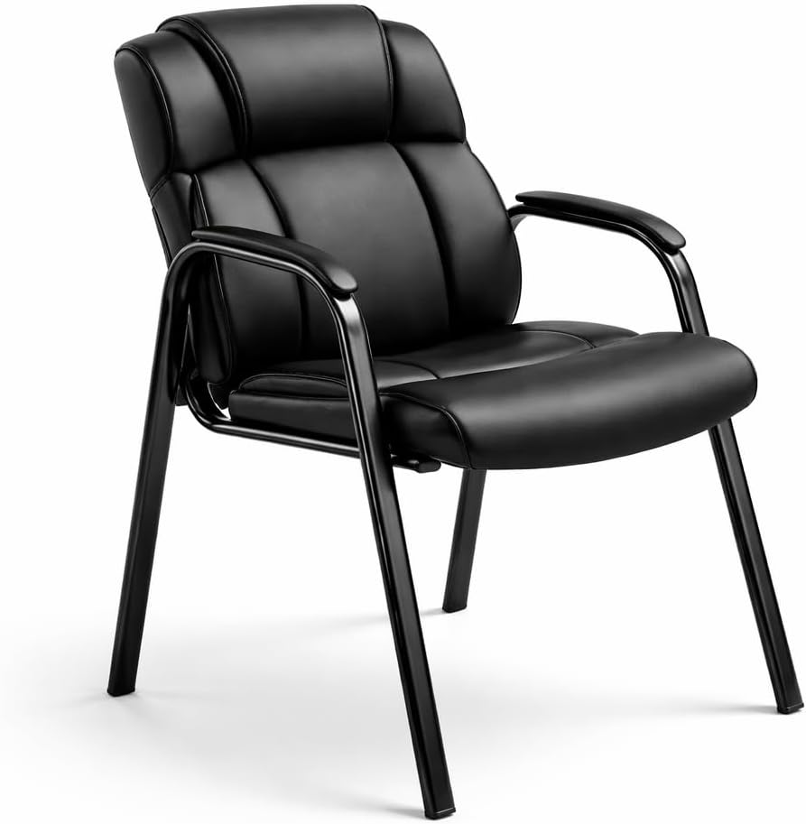 Kindbear Waiting Room Chair, Pu Leather Sled Base, Black, set of 1