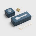 MARKY'S Mother of Pearl Hand-Carved Caviar Spoon + Gold Plated 16 Karat Tin Opener Kit