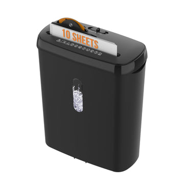 Suntiko 10-Sheet Strip Cut Paper Shredder Black | P-2 Security Level, Anti-Jam 4-Mode Switch, 3.17Gal Bin, Shred CD & Card, ETL Certified Overheat Protection