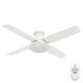 Hunter 52 inch Indoor Ceiling Fan No Light with Remote Control - White Modern Ceiling Fan without Light, Low Profile Mount, 4 Blades, For Bedroom, Living Room, or Kitchen - Dempsey 59248, Fresh White