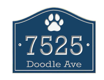 Paw print House Number Sign - Address Plaque With Last Name, Outdoor, Weatherproof, Durable, Add Last Name or Street Name, dog lover