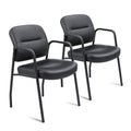 Furniwell Waiting Room Chairs Set of 2, Pu Leather Reception Guest Chairs with Padded Arms, Stationary Office Side Chairs for Conference Room,