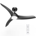 Ceiling Fans with Lights, 42 inch Low Profile Ceiling Fan with Light and Remote Control, Flush Mount, 3CCT, Dimmable, Quiet Reversible Motor, Black Ceiling Fan for Bedroom Indoor/Outdoor Use