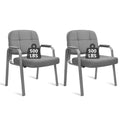 Clatina Big & Tall 500 Lbs Waiting Room Chair, Leather Office Reception Guest Chair No Wheels with Padded Arms for Elderly Home Desk Conference