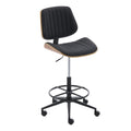 Deenziilix Drafting Chair for Standing Desk, Armless Tall Office Chair with Bentwood Backrest, Adjustable Height, Footrest Ring and Swivel