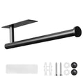 Paper Towel Holder Under Cabinet - No Drill Wall Mount Adhesive Paper Towel Holder for Kitchen Bathroom RV, Stainless Steel Heavy Duty Towel Holder, Black