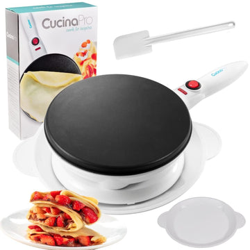 CucinaPro Cordless Crepe Maker, Non-Stick Dipping Plate, Electric Base