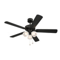 DESIGNERS FOUNTAIN Stellant II Ceiling Fan with Lights, 52 inch LED 3000K Indoor Outdoor 5-Blades Fan, Pull Chain, Matte Black, FP-STL52B30A-MB